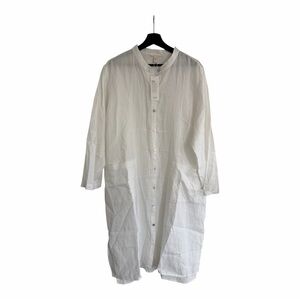 eileen fisher Mandarin Collar Long Sleeve NEW Linen Shirtdress size XL white